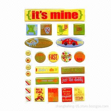 Epoxy Stickers with PVC Printing, Various Designs Available, EN71 Mark